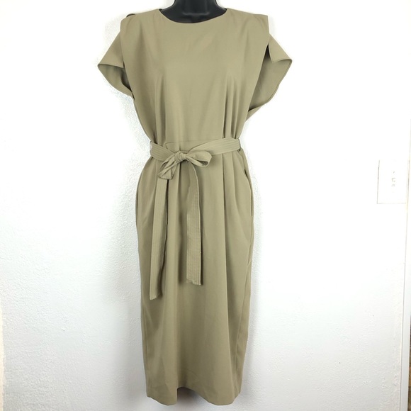 ASOS Dresses & Skirts - ASOS batwing cap sleeve camel green dress Sz 6